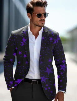 New OUKU Men's Stars Long Sleeve Turndown Business Work Wear to work Going out Buttons Print Multi Pocket