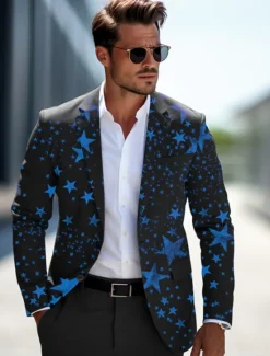 New OUKU Men's Stars Long Sleeve Turndown Business Work Wear to work Going out Buttons Print Multi Pocket