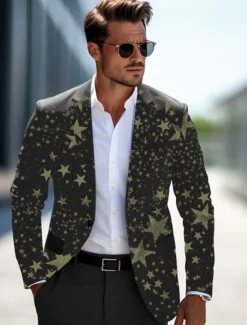 New OUKU Men's Stars Long Sleeve Turndown Business Work Wear to work Going out Buttons Print Multi Pocket