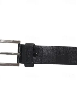 Clearance OUKU Men's Stitched Buckle Belt Vintage Jeans Belt Black