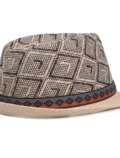 Best OUKU Men's Straw Hat Black Blue Licorice Braided Streetwear Stylish Casual Daily Outdoor clothing Holiday Diamond Pattern Sunscreen Breathability