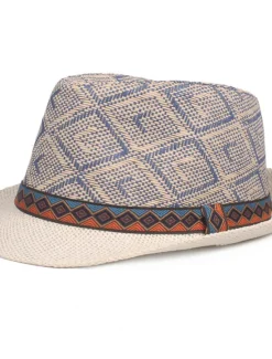 Best OUKU Men's Straw Hat Black Blue Licorice Braided Streetwear Stylish Casual Daily Outdoor clothing Holiday Diamond Pattern Sunscreen Breathability