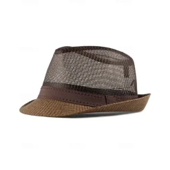 Online OUKU Men's Straw Hat Sun Hat Soaker Hat Safari Hat Gambler Hat Black Dark Navy Polycotton Mesh Stylish Casual Outdoor clothing Holiday Going out Plain Sunscreen