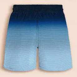 Hot OUKU Men's Stripe Geometric Pattern Gradient Stripes Swim Trunks Swim Shorts Board Shorts Mid Waist Hawaiian Casual Holiday Beach Drawstring with Mesh lining Elastic Waist Designer Clothing Apparel Blue