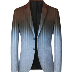Clearance OUKU Men's Stripe Graphic Prints Gradual Long Sleeve Turndown Fashion Streetwear Business Work Wear to work Going out Buttons Print