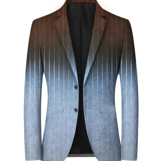 Clearance OUKU Men's Stripe Graphic Prints Gradual Long Sleeve Turndown Fashion Streetwear Business Work Wear to work Going out Buttons Print