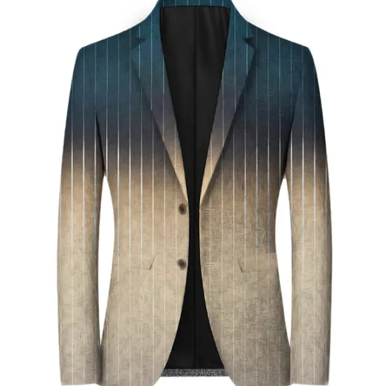 Clearance OUKU Men's Stripe Graphic Prints Gradual Long Sleeve Turndown Fashion Streetwear Business Work Wear to work Going out Buttons Print