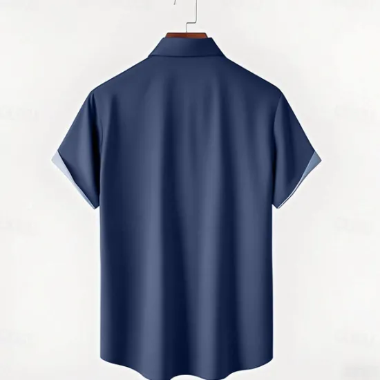 OUKU Men's Striped Bowling Ball Shirt Bowling Shirt Button Up Shirt Short Sleeve Sports Fashion Streetwear Outdoor Casual Daily Summer Spring Turndown Print Button-Down Yellow Light Green Blue Green Dark