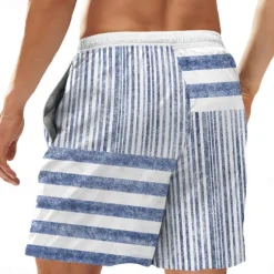 Outlet OUKU Men's Striped Geometric Pattern Sweat Shorts Beach Shorts Terry Shorts Mid Waist Vintage Casual Daily Holiday Streetwear Drawstring Elastic Waist 3D Print Designer Clothing Apparel