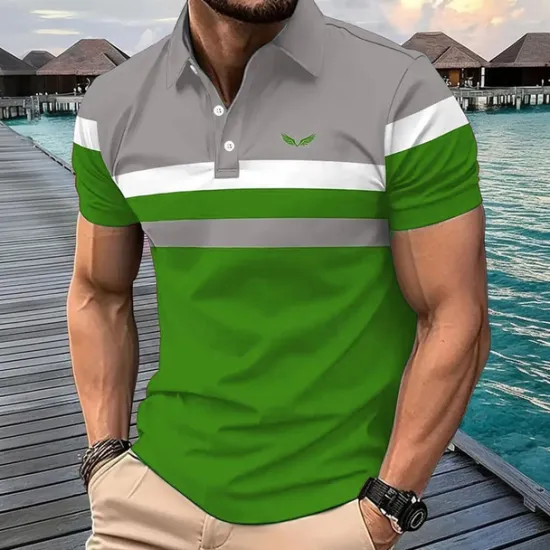 Best OUKU Men's Striped Polo Short Sleeve Polo Shirts Collared Shirts Business Casual School Outdoor Athleisure Daily Wear 3D Print Summer Black Red Blue