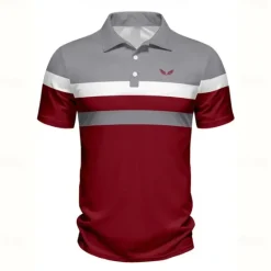 Best OUKU Men's Striped Polo Short Sleeve Polo Shirts Collared Shirts Business Casual School Outdoor Athleisure Daily Wear 3D Print Summer Black Red Blue