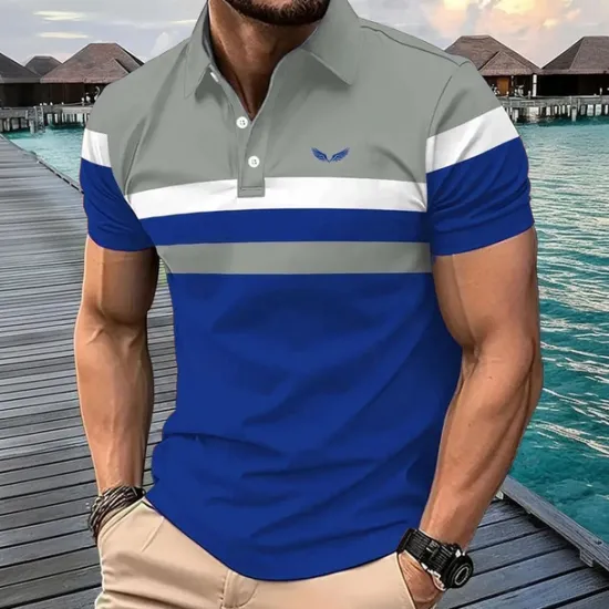 Best OUKU Men's Striped Polo Short Sleeve Polo Shirts Collared Shirts Business Casual School Outdoor Athleisure Daily Wear 3D Print Summer Black Red Blue