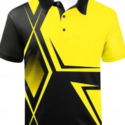 Clearance OUKU Men's Striped Sports Polo Shirts Golf Shirt Short Sleeve Polo Shirts Collared Shirts Casual Sportswear Vacation Wear Buttons 3D Print Yellow Red Navy Blue