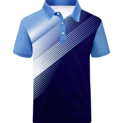 Discount OUKU Men's Striped Sports Polo Shirts Golf Shirt Short Sleeve Polo Shirts Collared Shirts Casual Sportswear Vacation Wear Buttons 3D Print Black White Yellow