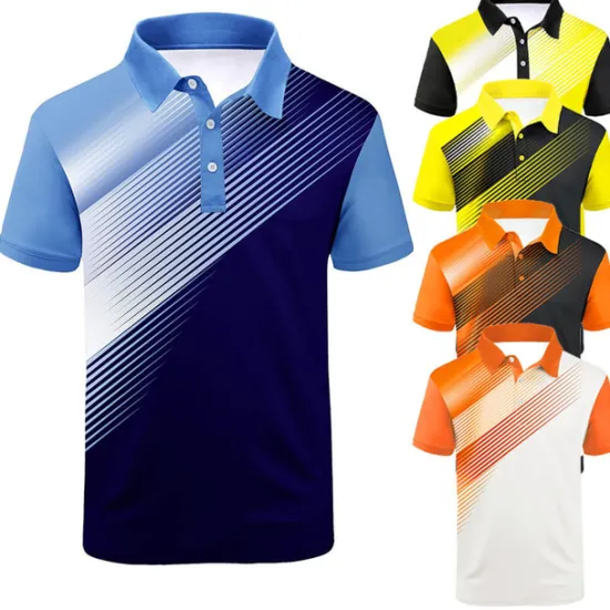 Discount OUKU Men's Striped Sports Polo Shirts Golf Shirt Short Sleeve Polo Shirts Collared Shirts Casual Sportswear Vacation Wear Buttons 3D Print Black White Yellow