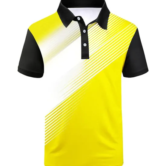 Discount OUKU Men's Striped Sports Polo Shirts Golf Shirt Short Sleeve Polo Shirts Collared Shirts Casual Sportswear Vacation Wear Buttons 3D Print Black White Yellow
