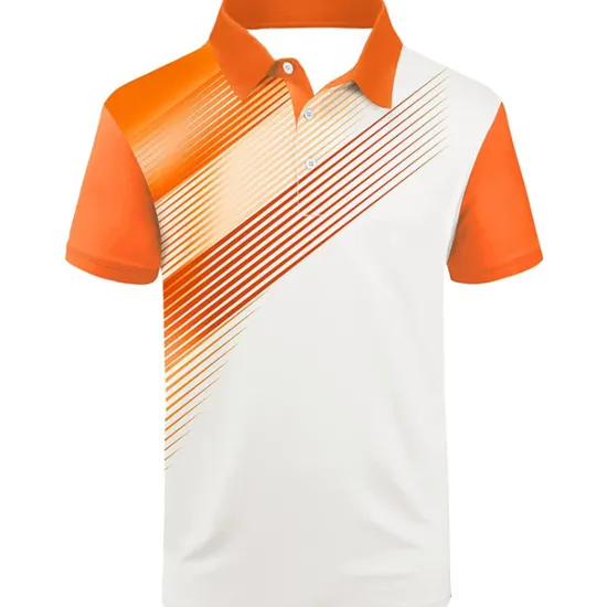 Discount OUKU Men's Striped Sports Polo Shirts Golf Shirt Short Sleeve Polo Shirts Collared Shirts Casual Sportswear Vacation Wear Buttons 3D Print Black White Yellow