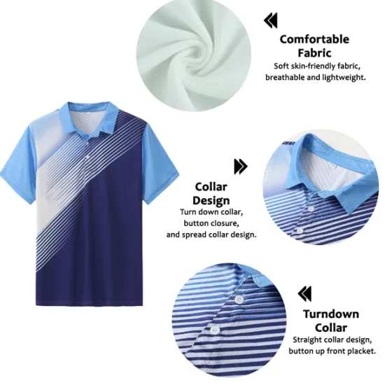 Discount OUKU Men's Striped Sports Polo Shirts Golf Shirt Short Sleeve Polo Shirts Collared Shirts Casual Sportswear Vacation Wear Buttons 3D Print Black White Yellow