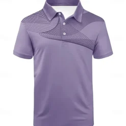 Online OUKU Men's Striped Sports Polo Shirts Golf Shirt Short Sleeve Polo Shirts Collared Shirts Casual Sportswear Vacation Wear Buttons 3D Print Black and Red Black-White Black