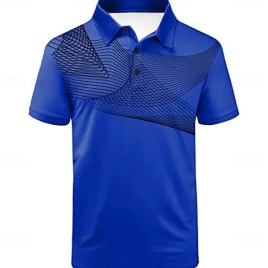 Online OUKU Men's Striped Sports Polo Shirts Golf Shirt Short Sleeve Polo Shirts Collared Shirts Casual Sportswear Vacation Wear Buttons 3D Print Black and Red Black-White Black