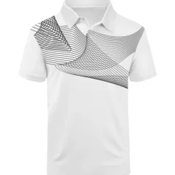 Online OUKU Men's Striped Sports Polo Shirts Golf Shirt Short Sleeve Polo Shirts Collared Shirts Casual Sportswear Vacation Wear Buttons 3D Print Black and Red Black-White Black