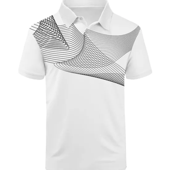 Online OUKU Men's Striped Sports Polo Shirts Golf Shirt Short Sleeve Polo Shirts Collared Shirts Casual Sportswear Vacation Wear Buttons 3D Print Black and Red Black-White Black