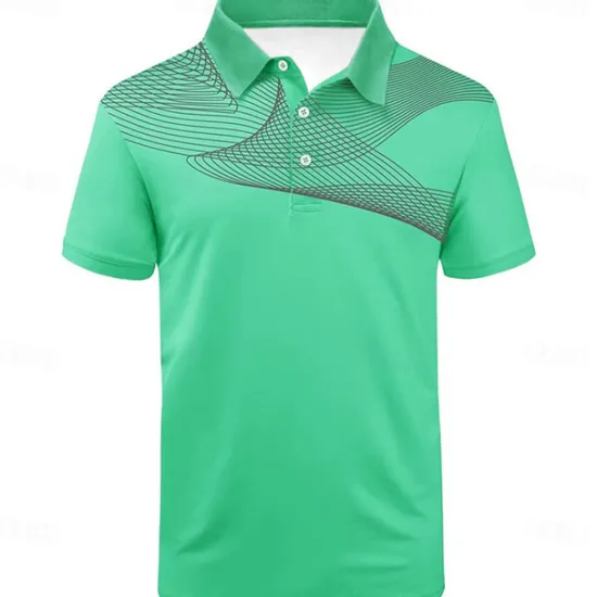 Online OUKU Men's Striped Sports Polo Shirts Golf Shirt Short Sleeve Polo Shirts Collared Shirts Casual Sportswear Vacation Wear Buttons 3D Print Black and Red Black-White Black