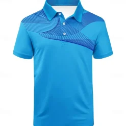 Online OUKU Men's Striped Sports Polo Shirts Golf Shirt Short Sleeve Polo Shirts Collared Shirts Casual Sportswear Vacation Wear Buttons 3D Print Black and Red Black-White Black