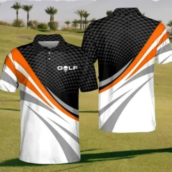 Hot OUKU Men's Striped Sports Polo Shirts Golf Shirt Short Sleeve Polo Shirts Collared Shirts Casual Sportswear Vacation Wear Buttons 3D Print Black Yellow Red