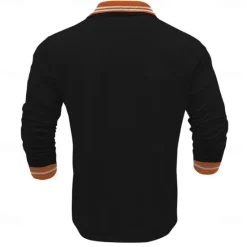 Hot OUKU Men's Striped Waffle Polo Shirts Golf Shirt Long Sleeve Polo Shirts Collared Shirts Business Casual WorkWear Formal Wear Festival Wear Buttons 3D Print Spring & Summer Black Blue Orange