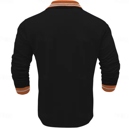 Hot OUKU Men's Striped Waffle Polo Shirts Golf Shirt Long Sleeve Polo Shirts Collared Shirts Business Casual WorkWear Formal Wear Festival Wear Buttons 3D Print Spring & Summer Black Blue Orange