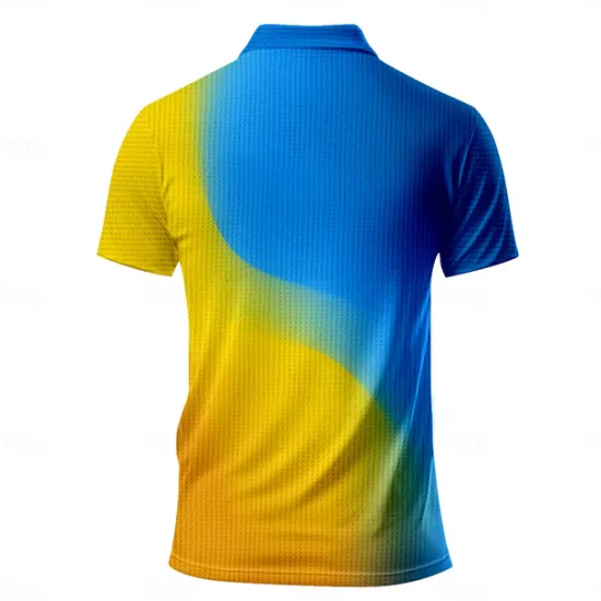Clearance OUKU Men's Striped Waffle Polo Shirts Golf Shirt Short Sleeve Polo Shirts Collared Shirts Casual Beach Wear Vacation Wear Party Outfits Buttons 3D Print Summer Spring Yellow Orange