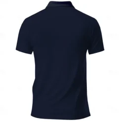 Hot OUKU Men's Striped Zip Polo Shirts Golf Shirt Short Sleeve Polo Shirts Collared Shirts Casual Vacation Wear Formal Wear Festival Wear 3D Print Quarter Zip Polo Summer Spring Blue