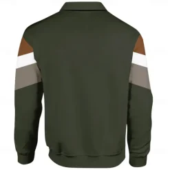 Online OUKU Men's Stripes Rugby Polo Cable Knit Polo Long Sleeve Polo Shirts Collared Shirts Casual Outdoor Athleisure 3D Print Spring Fall Winter Black Blue Green