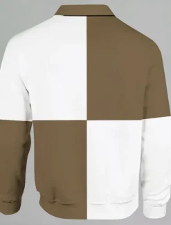 Sale OUKU Men's Stripes Rugby Polo Long Sleeve Polo Shirts Collared Shirts Casual School Outdoor Business Athleisure 3D Print Spring Fall Blue Brown Green