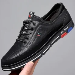 OUKU Men's Stylish Brown Faux Leather Casual Shoes with Black Contrast Detail, Comfortable Fit and Durable Sole, Ideal for Everyday Wear and Smart Casual Occasions
