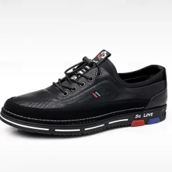 OUKU Men's Stylish Brown Faux Leather Casual Shoes with Black Contrast Detail, Comfortable Fit and Durable Sole, Ideal for Everyday Wear and Smart Casual Occasions