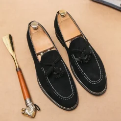 Best OUKU Men's Suede Tassel Loafers – Elegant Slip-On Dress Shoes, Comfortable and Stylish, Perfect for Business, Casual Events, and Formal Occasions