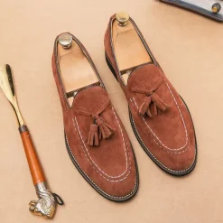 Best OUKU Men's Suede Tassel Loafers – Elegant Slip-On Dress Shoes, Comfortable and Stylish, Perfect for Business, Casual Events, and Formal Occasions