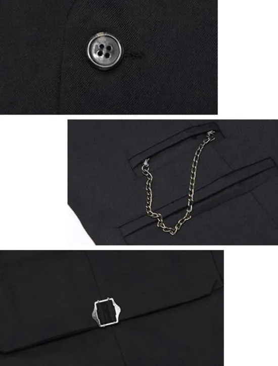 Hot OUKU Men's Suit Vest Waistcoat Formal Wedding Work Business / Ceremony / Wedding Fashion 1920s All Seasons Polyester Solid Colored V Neck Slim Wine Black White Navy Blue Vest