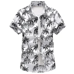 Online OUKU Men's Summer Hawaiian Shirt Aloha Shirt Shirt Collar Designer White Yellow Sky Blue S M L
