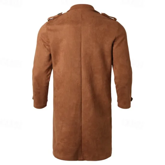 Clearance OUKU Men's Summer Jacket Transition Jacket Trench Coat Vacation Daily Spring Fall Polyester Soft Outerwear Clothing Apparel Fashion Classic Plain Pocket Lapel Double Breasted Brown
