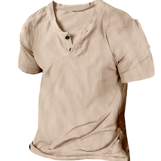 Clearance OUKU Men's Summer Shirt Casual Shirt Beach Shirt T shirt Tee Henley Shirt Plain V Neck Casual Daily Short Sleeve Clothing Apparel Fashion Comfortable