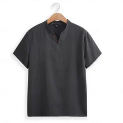 Clearance OUKU Men's Summer Shirt Casual Shirt Beach Shirt T shirt Tee Henley Shirt Plain V Neck Casual Daily Short Sleeve Clothing Apparel Fashion Comfortable