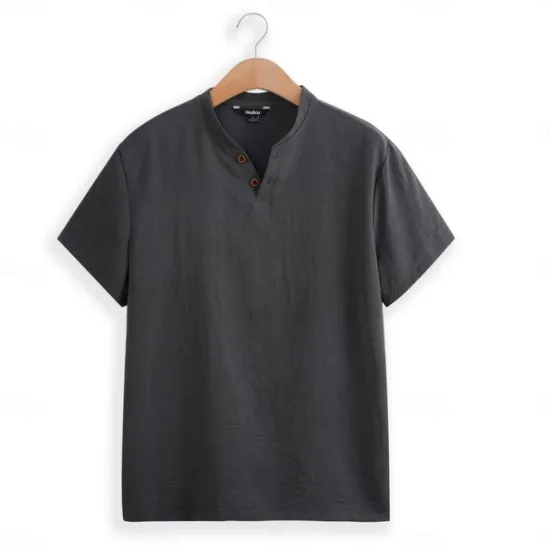 Clearance OUKU Men's Summer Shirt Casual Shirt Beach Shirt T shirt Tee Henley Shirt Plain V Neck Casual Daily Short Sleeve Clothing Apparel Fashion Comfortable