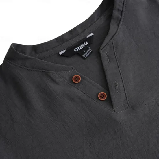 Clearance OUKU Men's Summer Shirt Casual Shirt Beach Shirt T shirt Tee Henley Shirt Plain V Neck Casual Daily Short Sleeve Clothing Apparel Fashion Comfortable