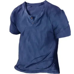 Clearance OUKU Men's Summer Shirt Casual Shirt Beach Shirt T shirt Tee Henley Shirt Plain V Neck Casual Daily Short Sleeve Clothing Apparel Fashion Comfortable