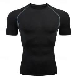 Online OUKU Men's Summer Shirt T shirt Tee Crew Neck Short Sleeve Sports & Outdoor Fitness Vacation Going out Casual Daily Breathable Soft Plain 1 2 Activewear Fashion Sport