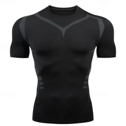 Online OUKU Men's Summer Shirt T shirt Tee Crew Neck Short Sleeve Sports & Outdoor Fitness Vacation Going out Casual Daily Breathable Soft Plain 1 2 Activewear Fashion Sport