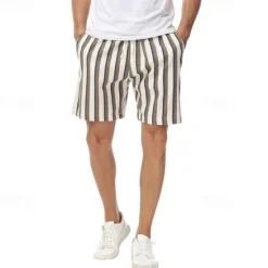 Outlet OUKU Men's Summer Shorts Beach Shorts Casual Shorts Drawstring Pocket Elastic Waist Stripe Comfort Breathable Short Vacation Holiday Beach Hawaiian Boho Red Blue